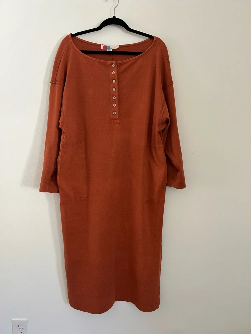 Free People Beach Cotton Dream Of You Henley Oversized Dress Size XS